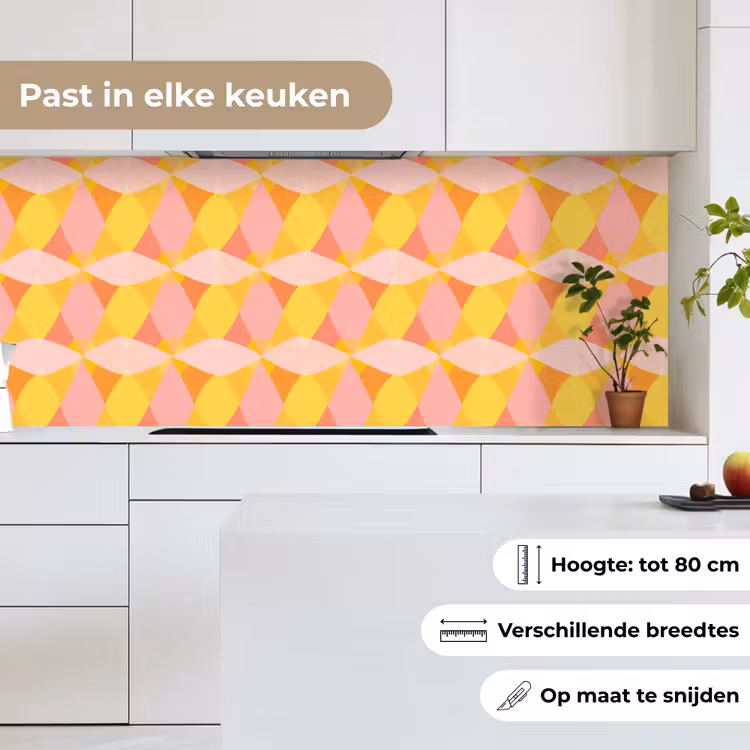 Keuken achterwand - Kleurrijk - Ruitpatroon - Bladvormen — 7
