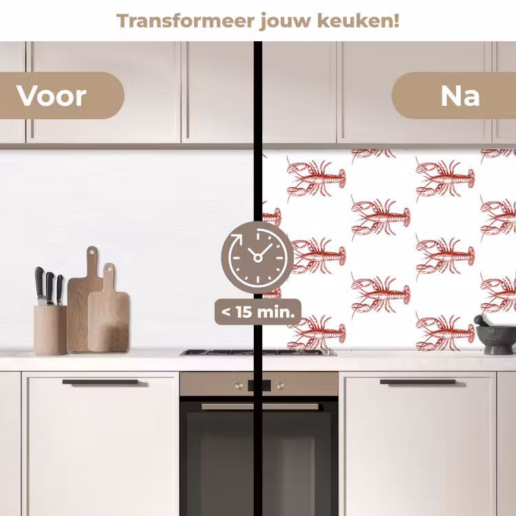 Keuken achterwand - Kreeften - Donkerrood - Patroon — 3