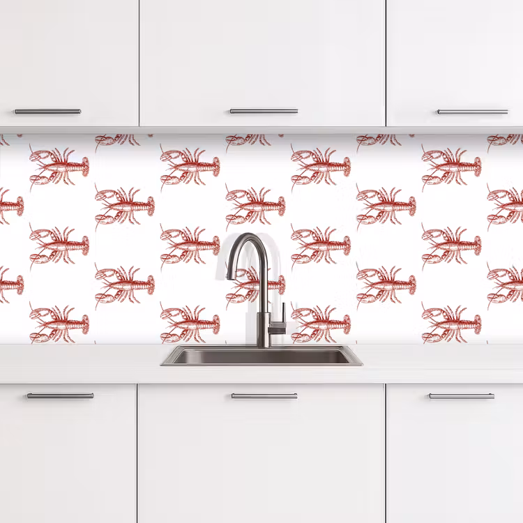 Keuken achterwand - Kreeften - Donkerrood - Patroon — 4