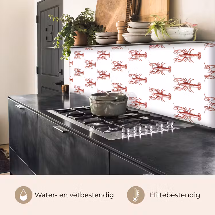 Keuken achterwand - Kreeften - Donkerrood - Patroon — 5