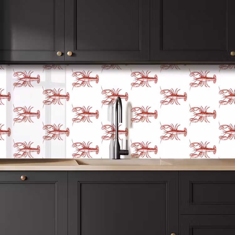 Keuken achterwand - Kreeften - Donkerrood - Patroon — 6