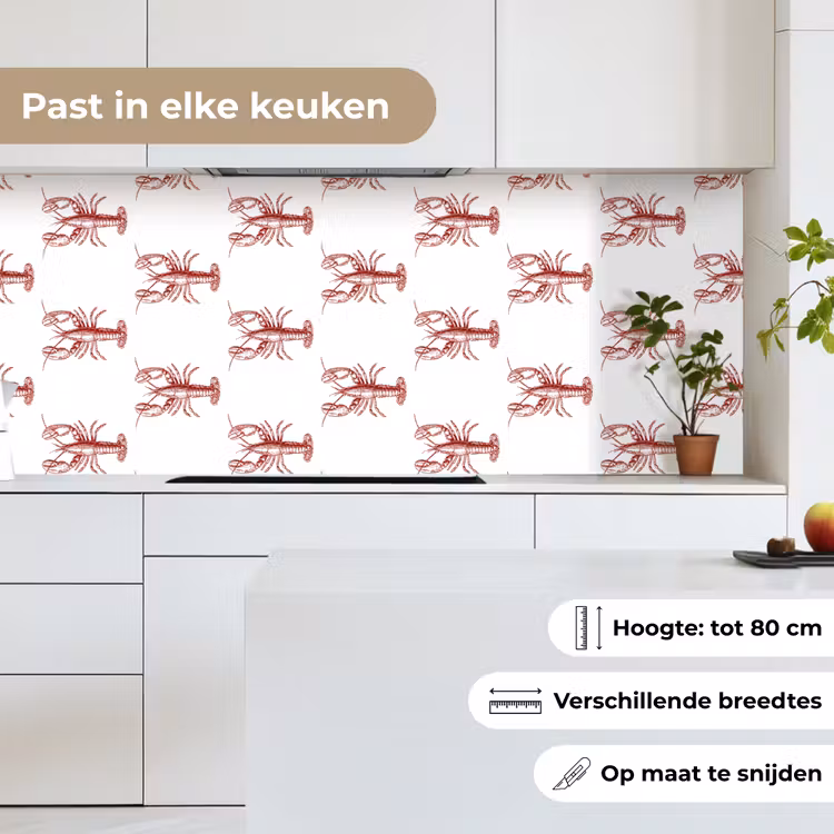 Keuken achterwand - Kreeften - Donkerrood - Patroon — 7