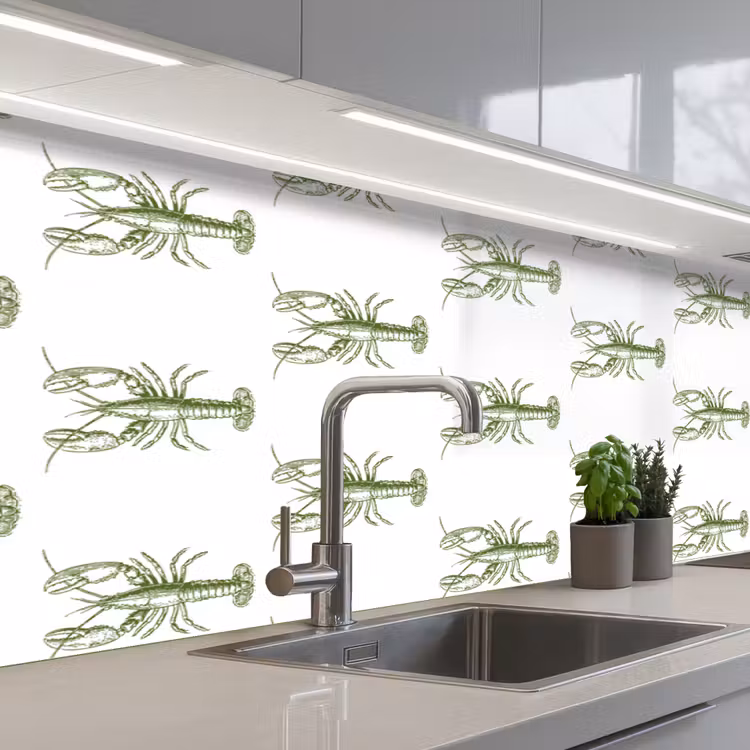 Keuken achterwand - Kreeften - Groen - Patroon — 2