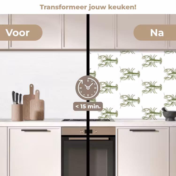 Keuken achterwand - Kreeften - Groen - Patroon — 3