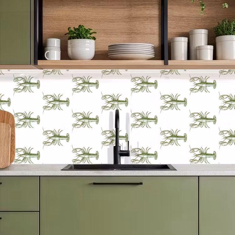 Keuken achterwand - Kreeften - Groen - Patroon — 8