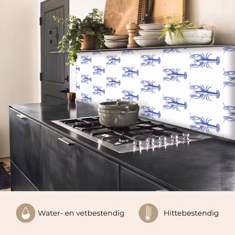 Keuken achterwand - Kreeften - Patroon - Blauw - Wit — 5