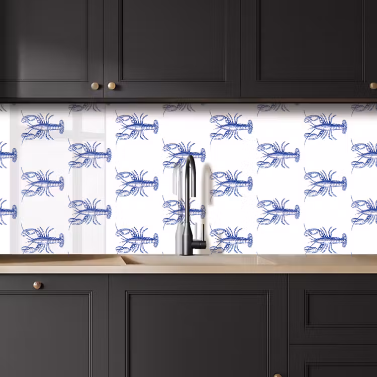 Keuken achterwand - Kreeften - Patroon - Blauw - Wit — 6