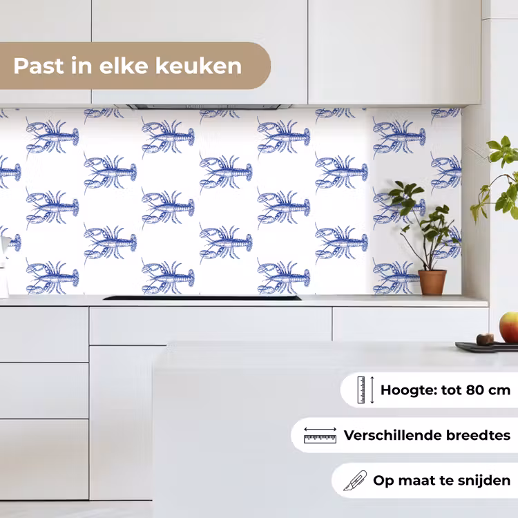 Keuken achterwand - Kreeften - Patroon - Blauw - Wit — 7