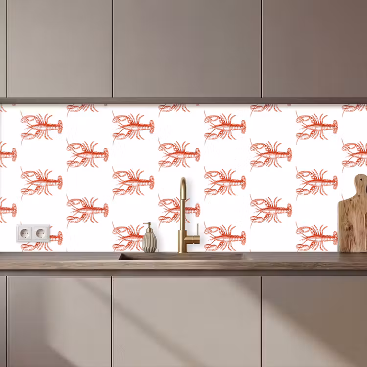 Keuken achterwand - Kreeften - Rood - Patroon — 1