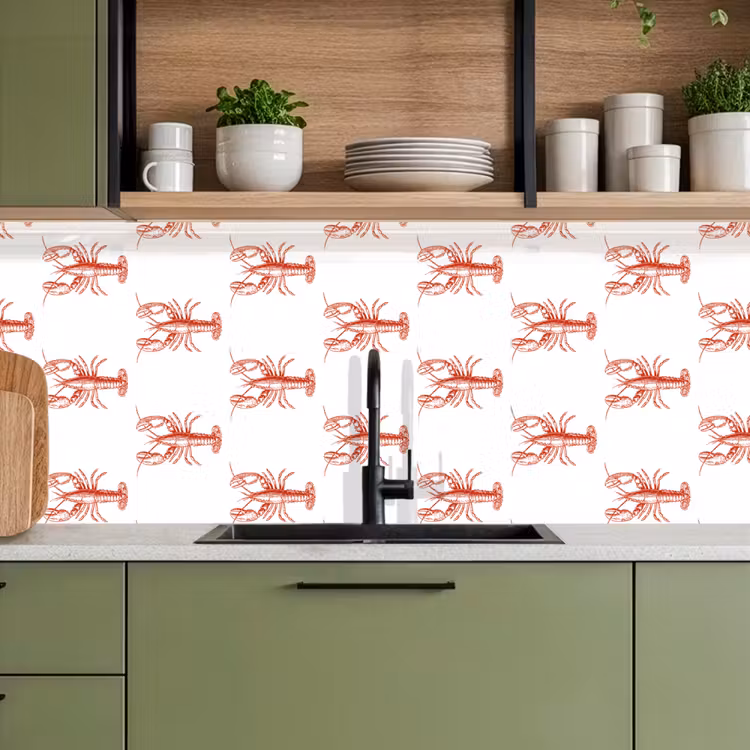 Keuken achterwand - Kreeften - Rood - Patroon — 8