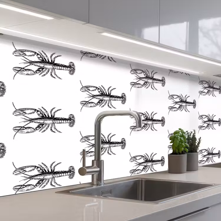 Keuken achterwand - Kreeften - Zwart - Patroon — 2
