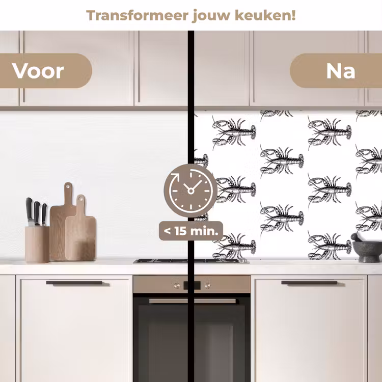 Keuken achterwand - Kreeften - Zwart - Patroon — 3