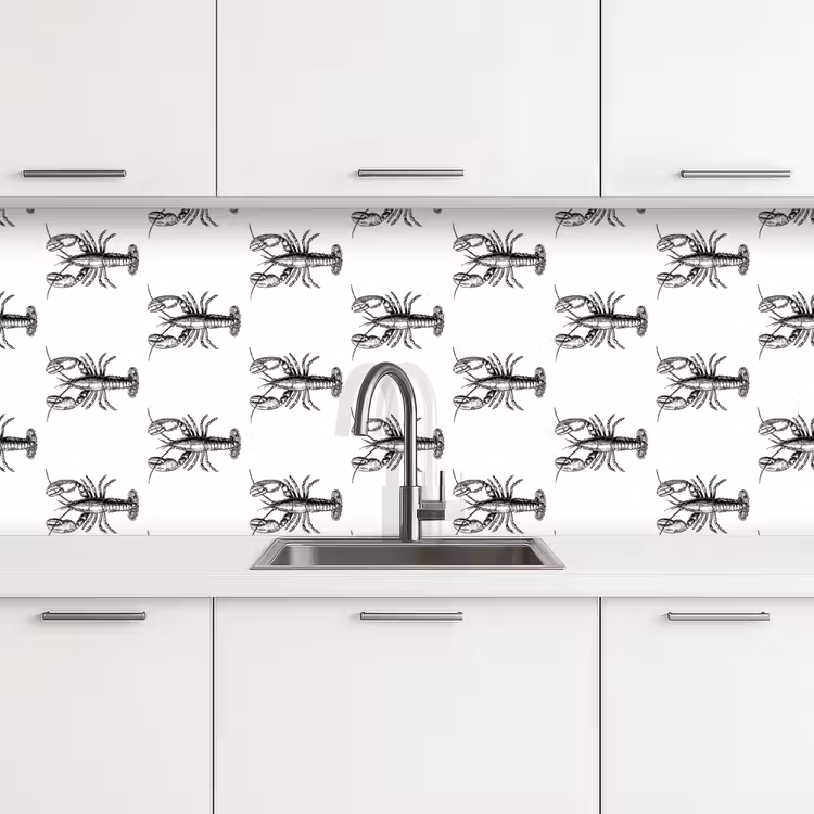 Keuken achterwand - Kreeften - Zwart - Patroon — 4