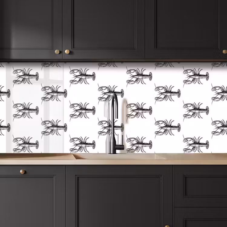 Keuken achterwand - Kreeften - Zwart - Patroon — 6
