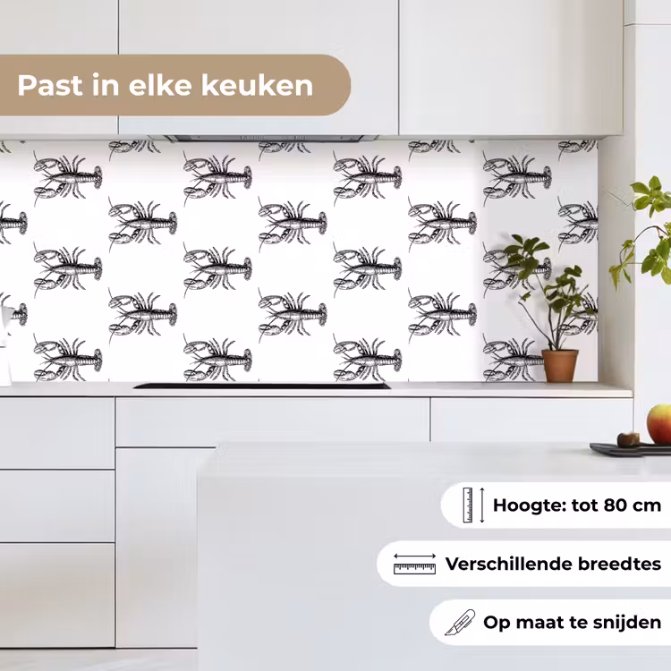 Keuken achterwand - Kreeften - Zwart - Patroon — 7