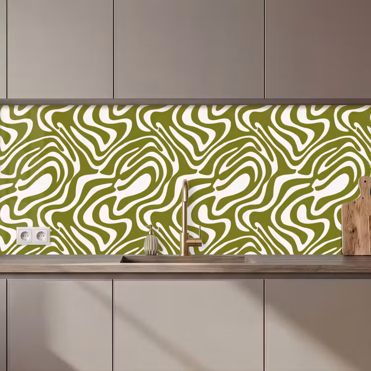 Keuken achterwand - Lijnpatroon - Groen - Organisch — 1