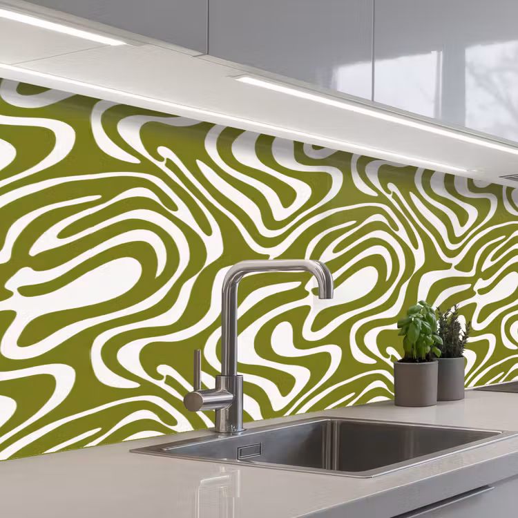 Keuken achterwand - Lijnpatroon - Groen - Organisch — 2