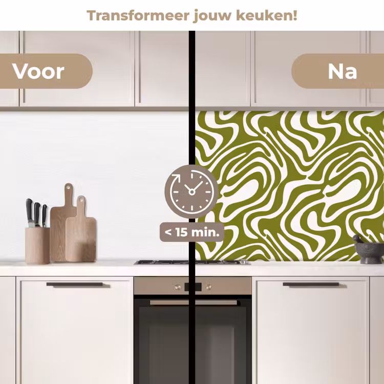 Keuken achterwand - Lijnpatroon - Groen - Organisch — 3