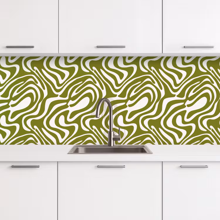 Keuken achterwand - Lijnpatroon - Groen - Organisch — 4