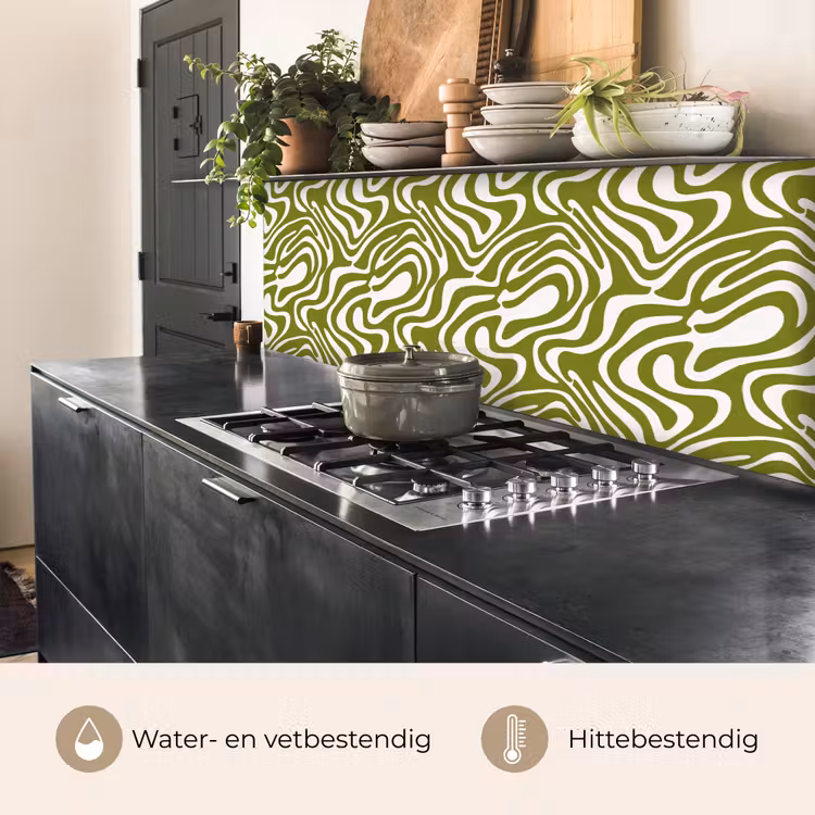 Keuken achterwand - Lijnpatroon - Groen - Organisch — 5