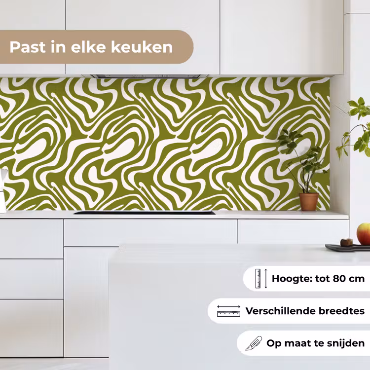 Keuken achterwand - Lijnpatroon - Groen - Organisch — 7