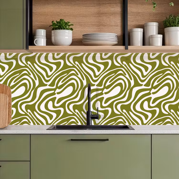 Keuken achterwand - Lijnpatroon - Groen - Organisch — 8