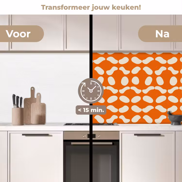 Keuken achterwand - Oranje - Organische vormen - Wit — 3
