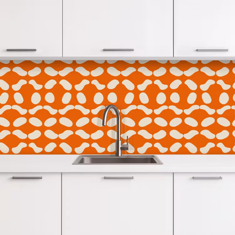 Keuken achterwand - Oranje - Organische vormen - Wit — 4