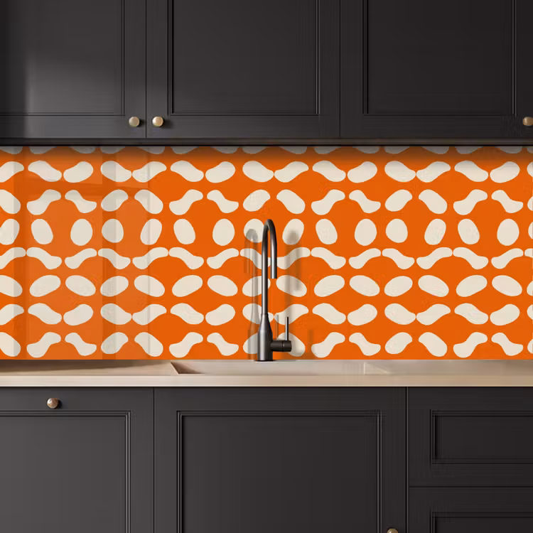 Keuken achterwand - Oranje - Organische vormen - Wit — 6