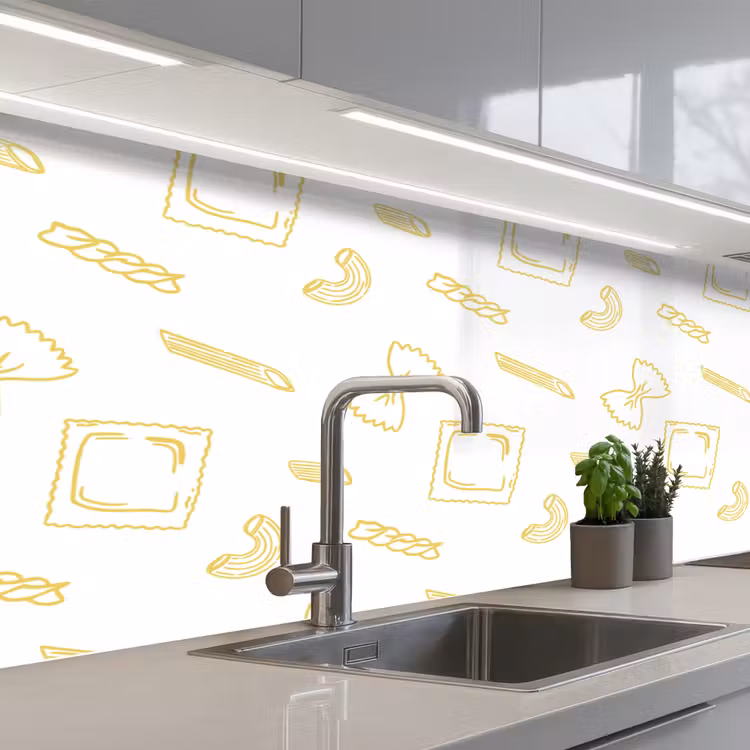 Keuken achterwand - Pasta - Geel - Wit - Patroon — 2