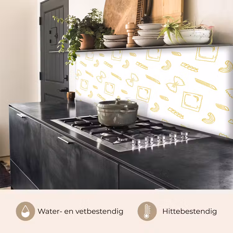Keuken achterwand - Pasta - Geel - Wit - Patroon — 5