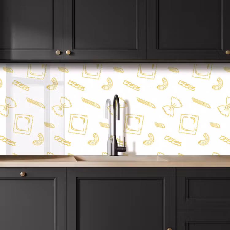 Keuken achterwand - Pasta - Geel - Wit - Patroon — 6