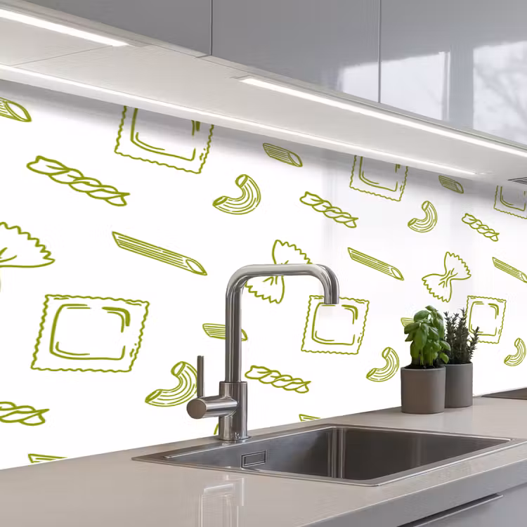 Keuken achterwand - Pasta - Groen - Wit - Patroon — 2