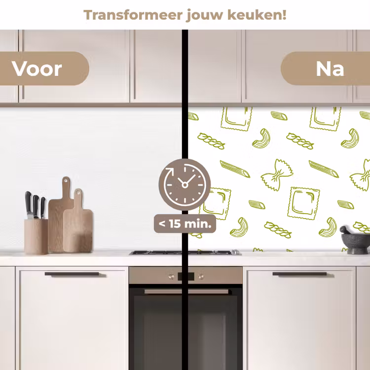 Keuken achterwand - Pasta - Groen - Wit - Patroon — 3