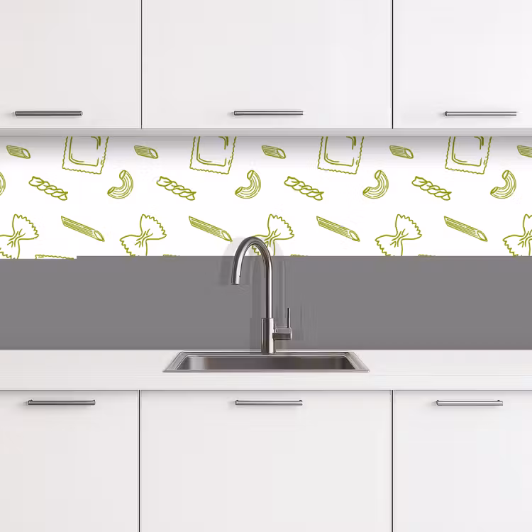 Keuken achterwand - Pasta - Groen - Wit - Patroon — 4