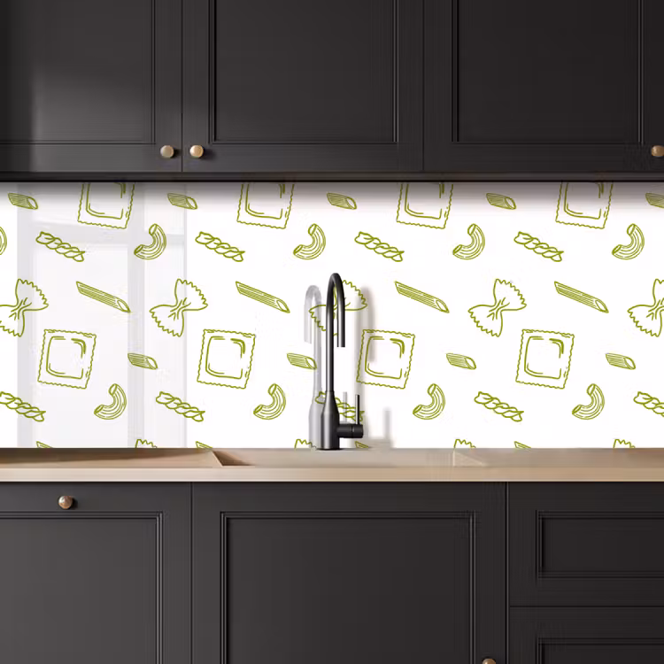 Keuken achterwand - Pasta - Groen - Wit - Patroon — 6