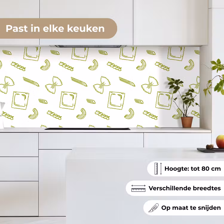 Keuken achterwand - Pasta - Groen - Wit - Patroon — 7