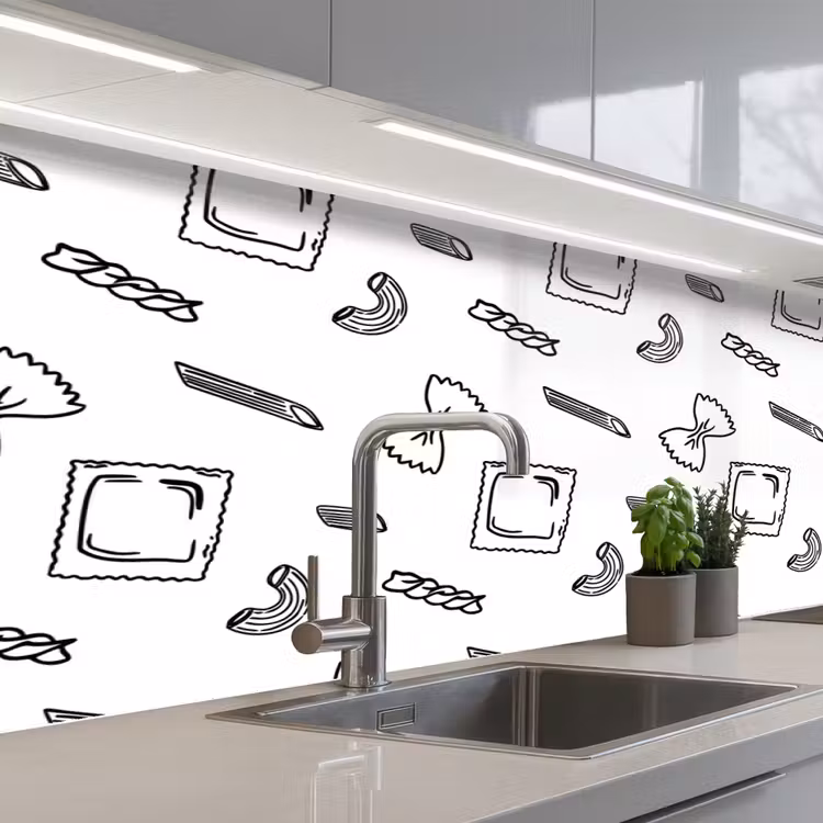 Keuken achterwand - Pasta - Patroon - Zwart - wit — 2