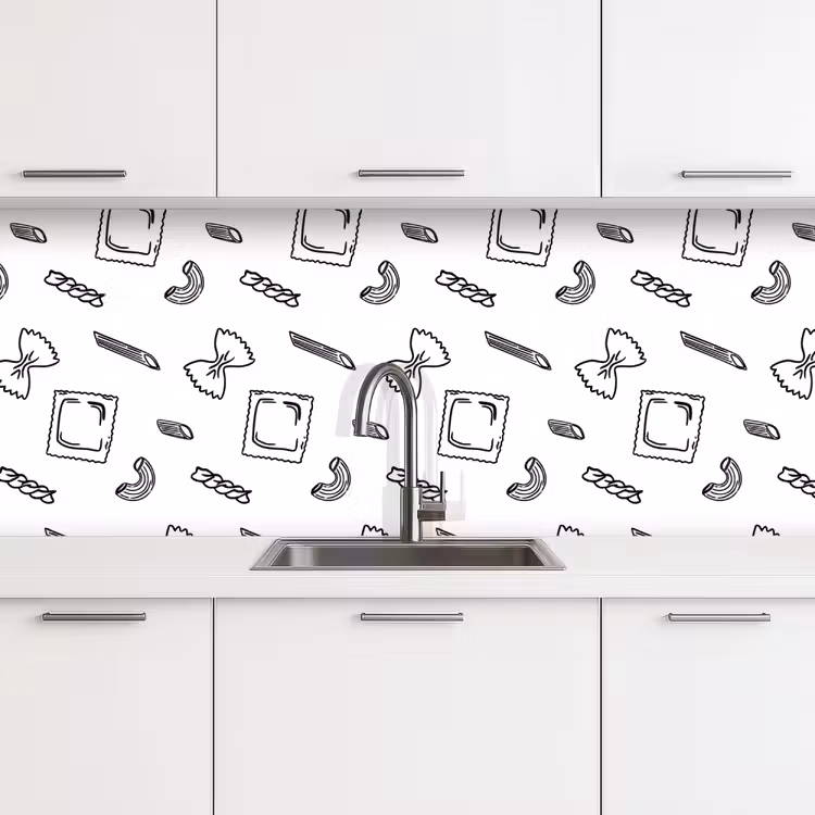 Keuken achterwand - Pasta - Patroon - Zwart - wit — 4