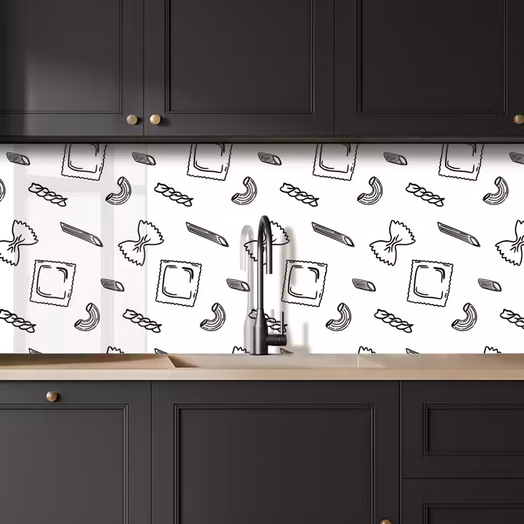 Keuken achterwand - Pasta - Patroon - Zwart - wit — 6