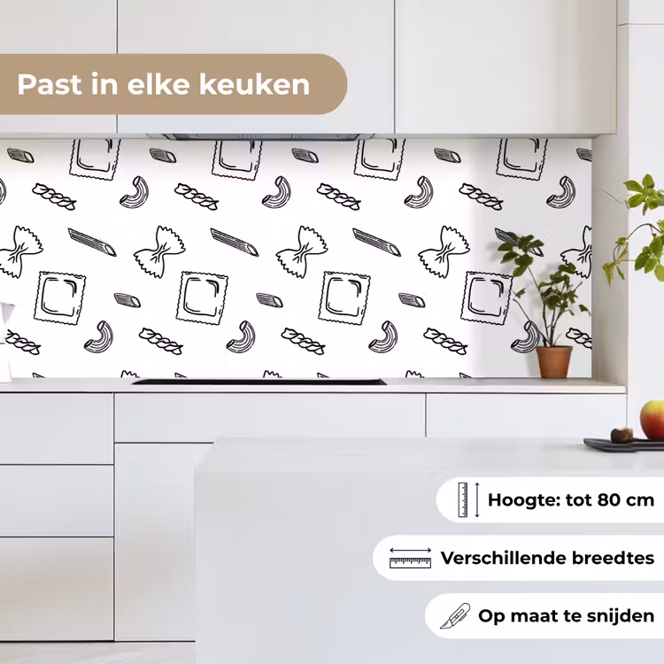 Keuken achterwand - Pasta - Patroon - Zwart - wit — 7