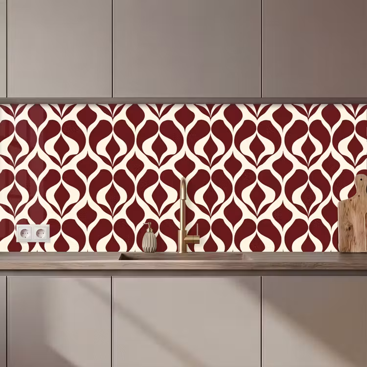 Keuken achterwand - Rood - Druppelpatroon - Grafisch — 1