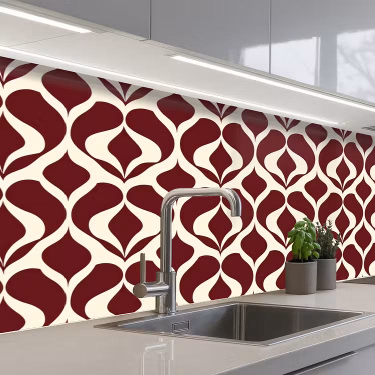 Keuken achterwand - Rood - Druppelpatroon - Grafisch — 2
