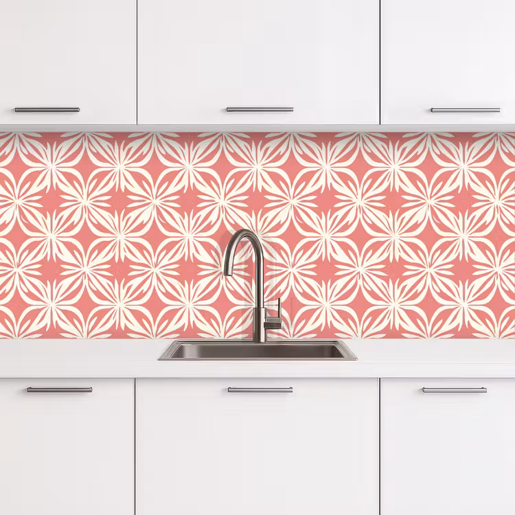 Keuken achterwand - Roze - Bloemenmotief - Wit - Modern — 4