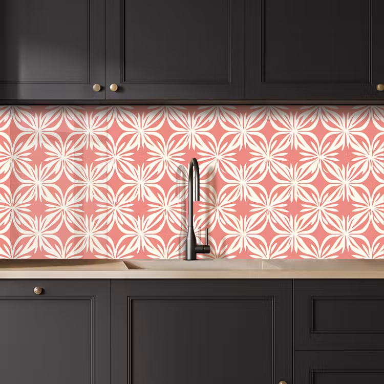Keuken achterwand - Roze - Bloemenmotief - Wit - Modern — 6