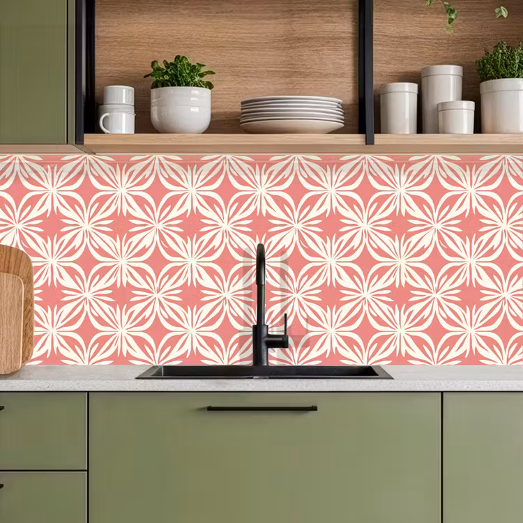 Keuken achterwand - Roze - Bloemenmotief - Wit - Modern — 8
