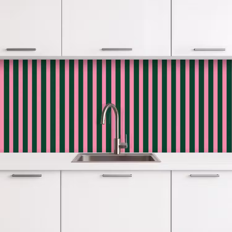 Keuken achterwand - Verticale strepen - Groen - Roze — 4
