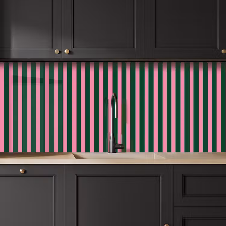 Keuken achterwand - Verticale strepen - Groen - Roze — 6