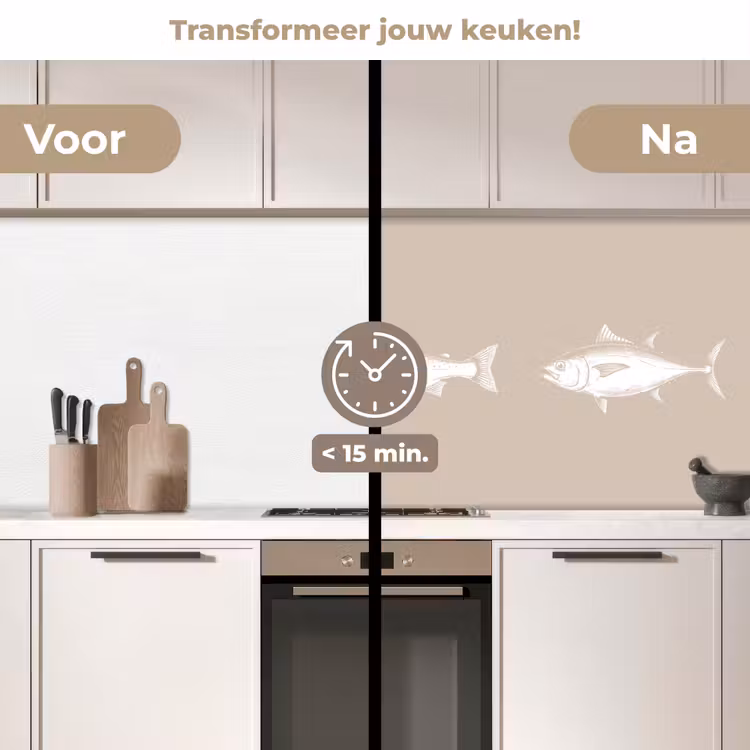 Keuken achterwand - Vissen - Beige - Wit — 3