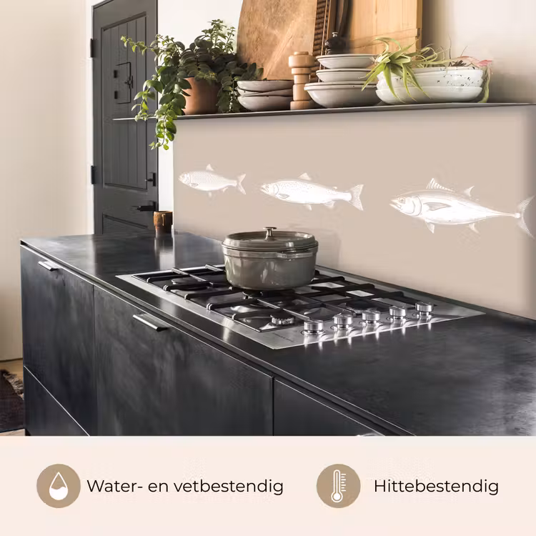 Keuken achterwand - Vissen - Beige - Wit — 5